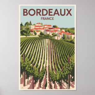 Bordeaux Frankrijk Vineyard Travel Art Vintage Poster