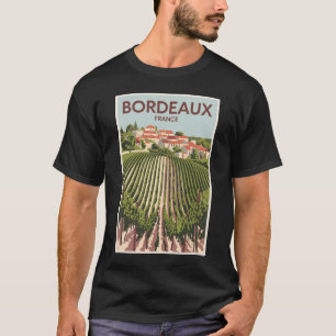 Bordeaux Frankrijk Vineyard Travel Art Vintage T-shirt