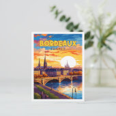 Bordeaux Frankrijk vintage reisillustratie Briefkaart (Staand voorkant)