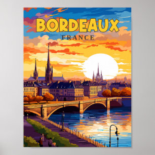Bordeaux Frankrijk vintage reisillustratie Poster