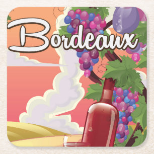 Bordeaux Frankrijk vintage wijn reisposter Kartonnen Onderzetters