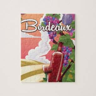 Bordeaux Frankrijk vintage wijn reisposter Legpuzzel