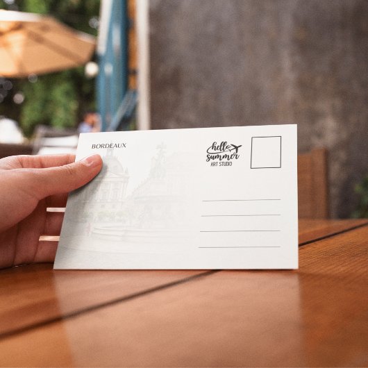 Bordeaux Frankrijk Waterverf Briefkaart