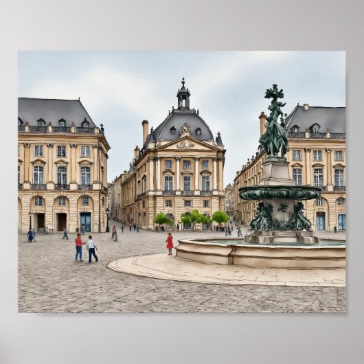 Bordeaux Frankrijk Waterverf Poster (Voorkant)