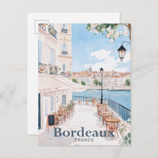 Bordeaux Frankrijk Waterverf schilderij reizen Briefkaart (Voorkant / Achterkant)