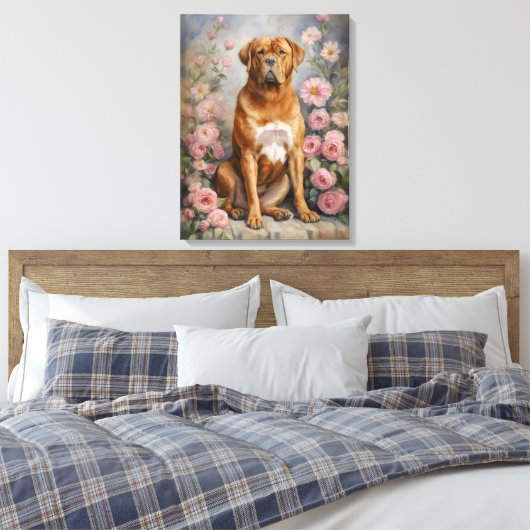 Bordeaux Franse Mastiff Hond Canvas Afdruk (Insitu (Slaapkamer))