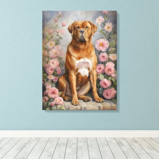 Bordeaux Franse Mastiff Hond Canvas Afdruk (Insitu (Houten vloer))