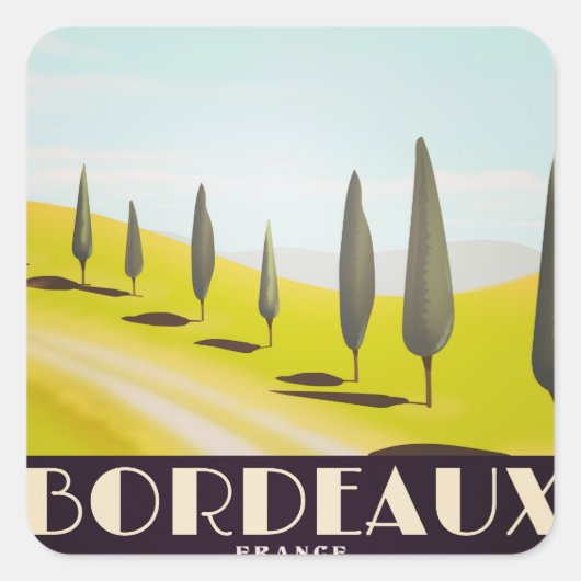 Bordeaux, Franse vintage reisposter Vierkante Sticker (Voorkant)