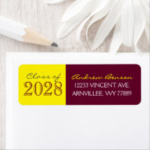 Bordeaux & Gele Afstudeer Retouradreslabels
