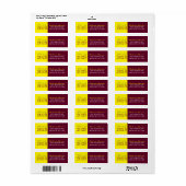Bordeaux & Gele Afstudeer Retouradreslabels Etiket (Full Sheet)