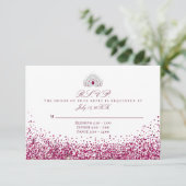 Bordeaux Glitter Reactiekaarten RSVP Kaartje (Staand voorkant)