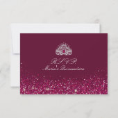 Bordeaux Glitter Reactiekaarten RSVP Kaartje (Achterkant)