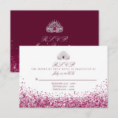 Bordeaux Glitter Reactiekaarten RSVP Kaartje (Voorkant / Achterkant)