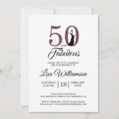 Bordeaux Glitters 50 Feestelijke 50e Verjaardagsfe Kaart (Voorkant)