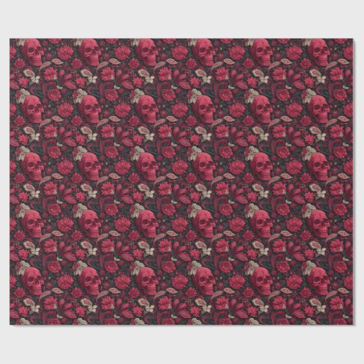 Bordeaux Gothic Paisley Wedding Cadeaupapier (Vlak)