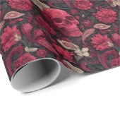 Bordeaux Gothic Paisley Wedding Cadeaupapier (Rol Hoek)