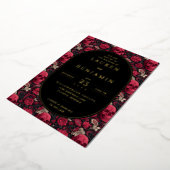 Bordeaux Gothic Paisley Wedding Folie Uitnodiging (Gedraaid)