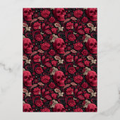 Bordeaux Gothic Paisley Wedding Folie Uitnodiging (Achterkant)