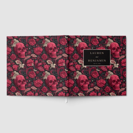 Bordeaux Gothic Paisley Wedding Gastenboek (Volledig)
