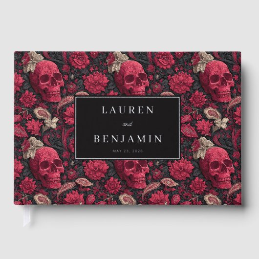 Bordeaux Gothic Paisley Wedding Gastenboek (Voorkant)