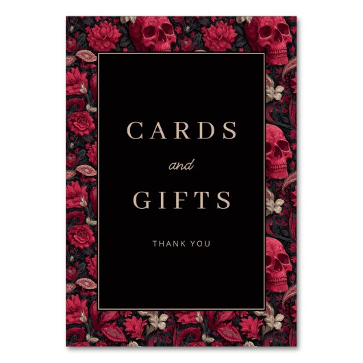 Bordeaux Gothic Paisley Wedding Kaart (Voorkant)