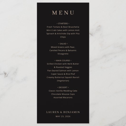 Bordeaux Gothic Paisley Wedding Menu (Voorkant)