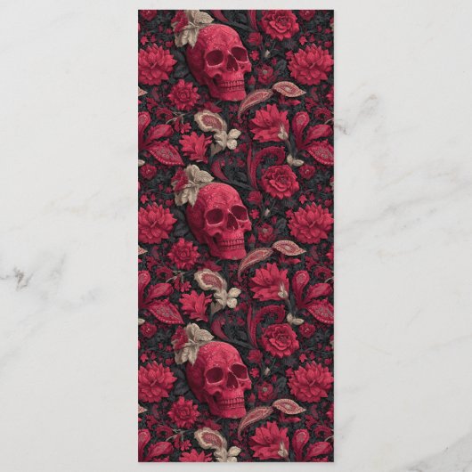 Bordeaux Gothic Paisley Wedding Menu (Achterkant)