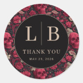 Bordeaux Gothic Paisley Wedding Ronde Sticker (Voorkant)