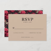 Bordeaux Gothic Paisley Wedding RSVP Kaartje (Voorkant / Achterkant)