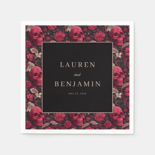 Bordeaux Gothic Paisley Wedding Servet (Voorkant)