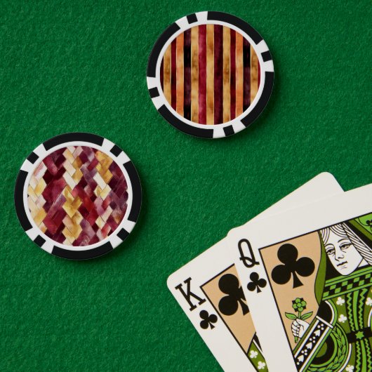 Bordeaux Goud Perzik Strepen Poker Chips (Pokertafel (Dubbel))
