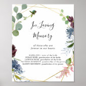 Bordeaux gouden geometrisch 'In Loving Memory' bor Poster (Voorkant)