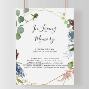 Bordeaux gouden geometrisch 'In Loving Memory' bor Poster
