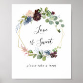 Bordeaux gouden geometrische Love Is Sweet bord Poster (Voorkant)