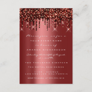 Bordeaux Gouden Glitter Druppels Bruids Sweet 16th Kaart