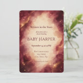 Bordeaux & Gouden Hemelse Baby Shower Uitnodiging (Staand voorkant)