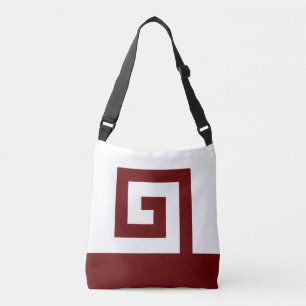 Bordeaux helicoidal abstract ontwerp op wit crossbody tas