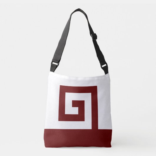 Bordeaux helicoidal abstract ontwerp op wit crossbody tas (Voorkant)