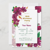 Bordeaux Hibiscus Bloemen roos Verjaardagsfeest Kaart (Voorkant)