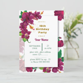 Bordeaux Hibiscus Bloemen roos Verjaardagsfeest Kaart