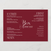 Bordeaux ivoor monogram bruiloftsmenu menu (Voorkant)