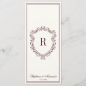 Bordeaux Ivoor Monogram Wapenschild Oude Rijkdom T Menu (Achterkant)