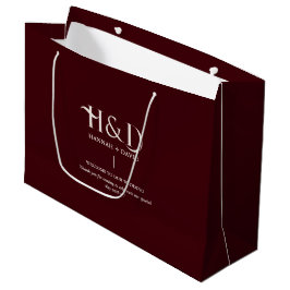 Bordeaux & Ivoorkleurig Monogram Huwelijks Welkom  Groot Cadeauzakje