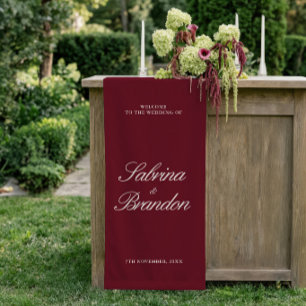 Bordeaux & Ivoren Trouw Welkom Bord Vinyl Banner