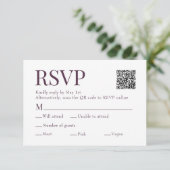 Bordeaux Kleurenscan QR Code Maaltijdkeuze Trouwen RSVP Kaartje (Staand voorkant)