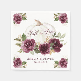 Bordeaux Kleurige Pompoen Bloemen Liefde op het Hu Servet