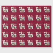 Bordeaux koffiecake lint foto script Kerstmis Cadeaupapier (Vlak)