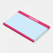 Bordeaux koptekst op lichte blauwe Herinneringsnot Post-it® Notes (Schuin)