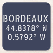 Bordeaux Latitude Longitude Kartonnen Onderzetters (Voorkant)
