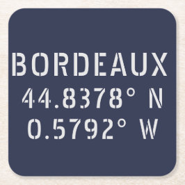 Bordeaux Latitude Longitude Kartonnen Onderzetters